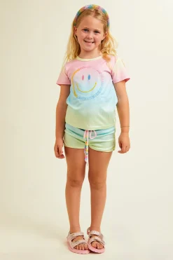 MINI DREAMERS Tops | Bottoms-SUNSET SMILEY OMBRÉ TOP AND SHORTS SET