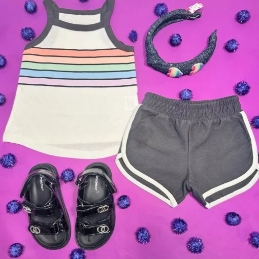 TINY WHALES Tops | Rainbow-SUNSET TANK TOP