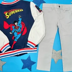 BOY LOLA AND THE BOYS Outerwear | Cartoon Characters-SUPERMAN PLEATHER BOMBER JACKET