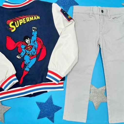 BOY LOLA AND THE BOYS Outerwear | Cartoon Characters-SUPERMAN PLEATHER BOMBER JACKET