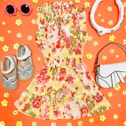 POUPETTE ST BARTH KIDS Dresses | Spring Florals-TRINY FLORAL RUFFLE TASSEL DRESS