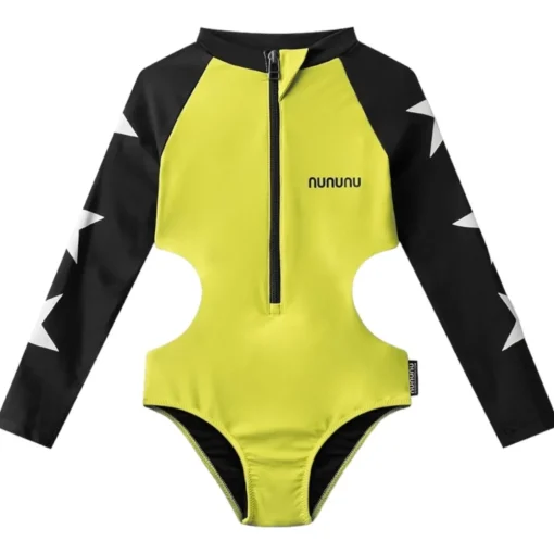 NUNUNU Swim | Neon-TRIPLE STAR CUTOUT RASH GUARD ONE PIECE SWIMSUIT