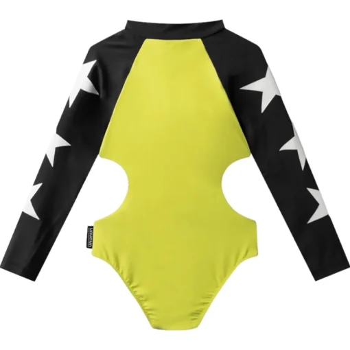 NUNUNU Swim | Neon-TRIPLE STAR CUTOUT RASH GUARD ONE PIECE SWIMSUIT