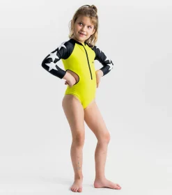 NUNUNU Swim | Neon-TRIPLE STAR CUTOUT RASH GUARD ONE PIECE SWIMSUIT