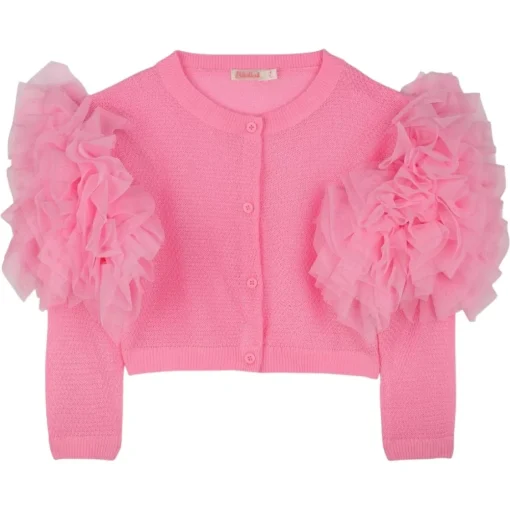 BILLIEBLUSH Outerwear-TULLE PUFF SLEEVE CARDIGAN