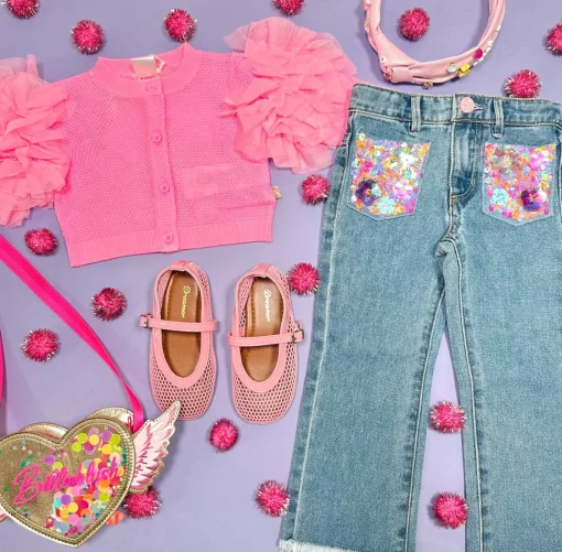 BILLIEBLUSH Outerwear-TULLE PUFF SLEEVE CARDIGAN