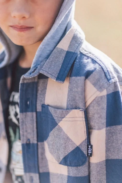 BOY FEATHER 4 ARROW Outerwear | Checkered-UPLAND PLAID FLANNEL SHACKET W/ HOOD