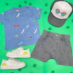 BOY MINIKID Bottoms-VINTAGE BIKER PANELED SHORTS