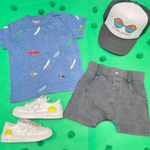 BOY MINIKID Bottoms-VINTAGE BIKER PANELED SHORTS