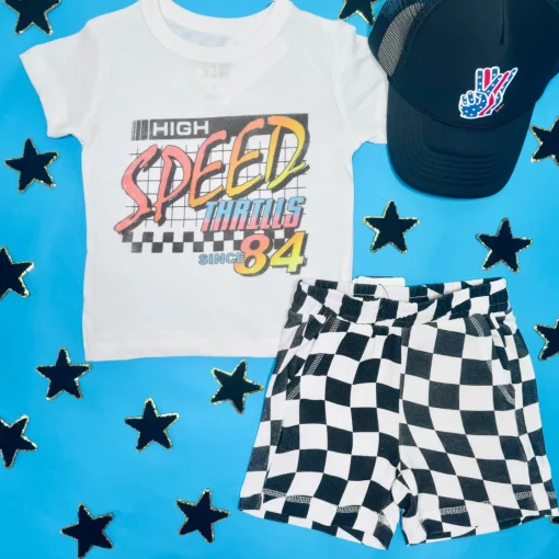 BOY CHASER KIDS Bottoms | Checkered-WAVY CHECKERED SHORTS