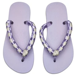 PLANET SEA Shoes-WOVEN CRYSTAL FLIP FLOP SANDALS