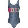 PQ KIDS Swim | Denim On Denim-XOXO ONE PIECE SWIMSUIT
