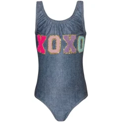 PQ KIDS Swim | Denim On Denim-XOXO ONE PIECE SWIMSUIT