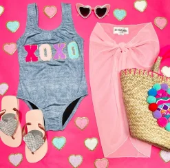 PQ KIDS Swim | Denim On Denim-XOXO ONE PIECE SWIMSUIT