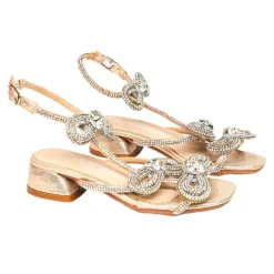 MINI DREAMERS Shoes | Bows Collection-ZOE MACH IRIDESCENT CRYSTAL MINI HEEL SANDALS