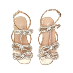 MINI DREAMERS Shoes | Bows Collection-ZOE MACH IRIDESCENT CRYSTAL MINI HEEL SANDALS