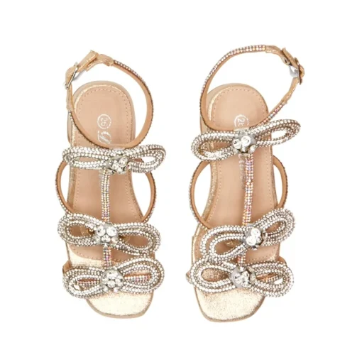 MINI DREAMERS Shoes | Bows Collection-ZOE MACH IRIDESCENT CRYSTAL MINI HEEL SANDALS